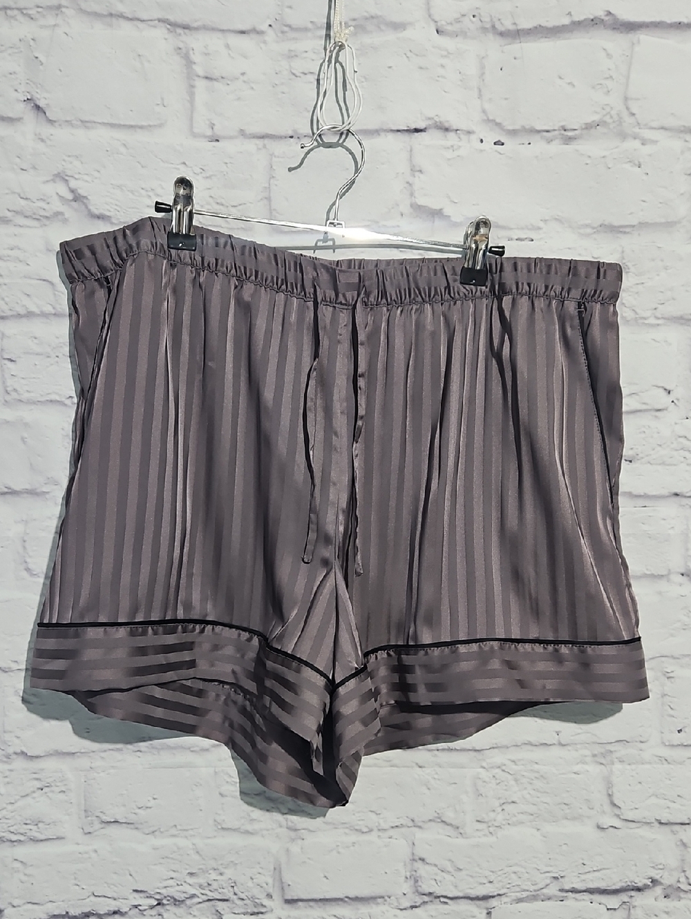 Auden Women's Satin Stripe Sleep Shorts in Smoky Purple